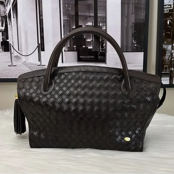 BALLY HandBag Leather Brown Gold Authentic - Picture 3 of 13